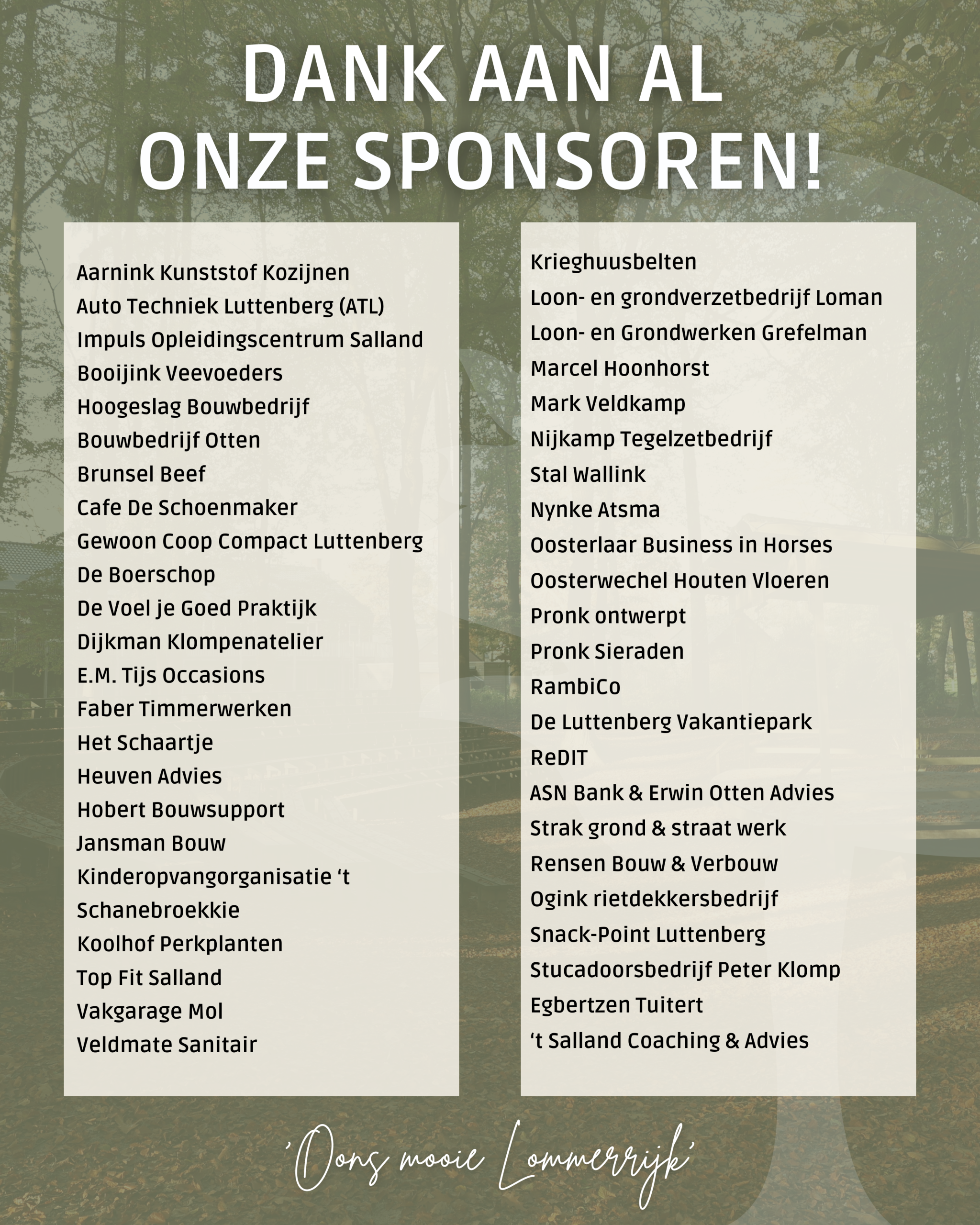 Dank aan al onze sponsoren!